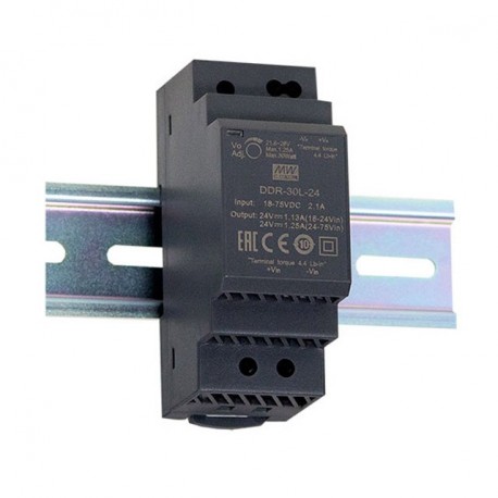 DDR-30L-24 MEANWELL Convertisseur DC-DC rail DIN, Entrée 18-75VDC, Sortie 24VDC / 1,25 A
