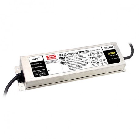 ELG-200-C1050AB MEANWELL Driver LED, Entrada: 100-305VCA, Salida: 1050mA. 199,5W, Rango Tensión 95-190V, Pot..