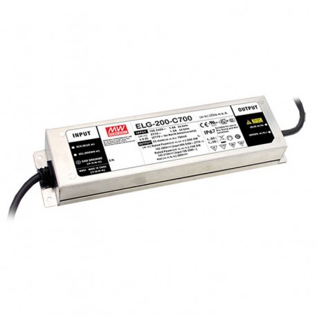 ELG-200-C700DA-3Y MEANWELL Driver de LED, Entrada: 100-305VCA, Saída: 700mA. 200,2 W, Intervalo de Tensão 14..