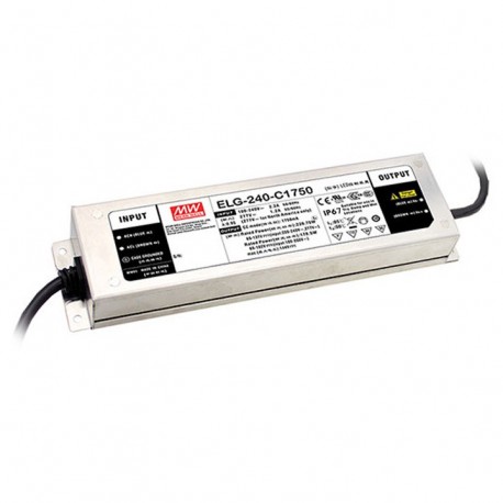 ELG-240-C1400DA MEANWELL Driver LED, Entrada: 100-305VCA, Salida: 1400mA. 239,4W, Rango Tensión 86-171V, Reg..