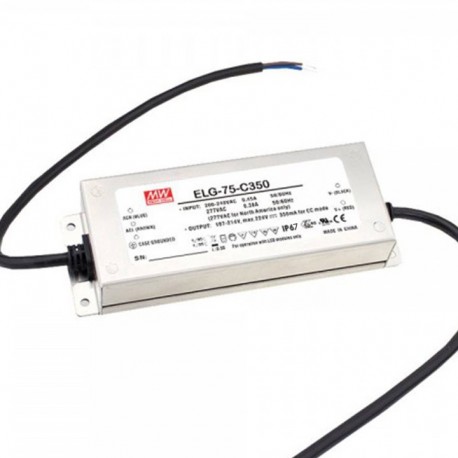ELG-75-C500 MEANWELL Driver de LED, Entrada: 100-305VCA, Saída: 500mA. 75W, Intervalo de Tensão 75-150V, cai..