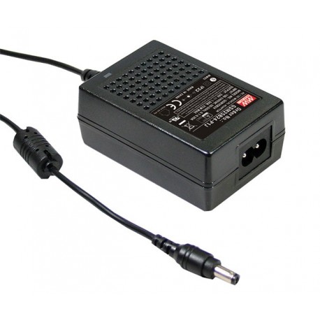 GSM25B05-P1J MEANWELL AC/DC-Desktopadapter mit Buchse IEC320-C8 2-polig, Ausgang 5V / 4A mit Stimmgabel-Stec..