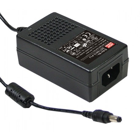 GST18A07-P1J MEANWELL AC-DC Industrial desktop adaptor, Output 7.5VDC / 2A, 3 pole AC inlet IEC320-C14