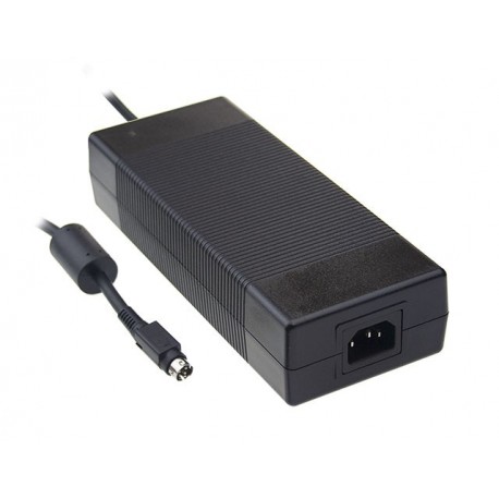 GST220A15-R7B MEANWELL AC-DC Industrial desktop adaptor with PFC, Output 15VDC / 13.4A, 3 pole AC inlet IEC3..