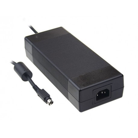 GST220A20-R7B MEANWELL AC-DC Industrial desktop adaptor with PFC, Output 20VDC / 11, 3 pole AC inlet IEC320-..
