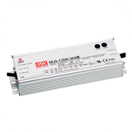 HLG-120H-24AB MEANWELL AC-DC Single output LED driver Mix mode (CV+CC) with built-in PFC, Output 24VDC / 5A,..