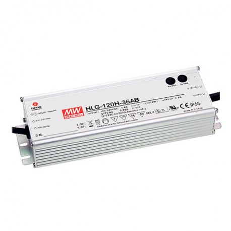 HLG-120H-30AB MEANWELL AC-DC Single output LED driver Mix mode (CV+CC) with built-in PFC, Output 30VDC / 4A,..