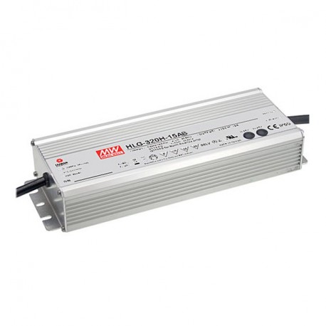 HLG-320H-48AB MEANWELL Driver LED AC-DC à sortie unique mode mixte (CV+CC) avec PFC intégré, Sortie 48VDC / ..