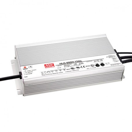HLG-600H-36AB MEANWELL Driver LED AC-DC à sortie unique mode mixte (CV+CC) avec PFC intégré, Sortie 36VDC / ..
