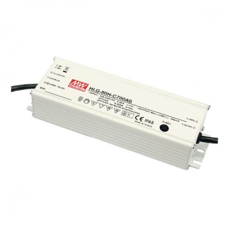 HLG-80H-C350AB MEANWELL Driver LED, Entrada: 90-305VCA, Salida: 350mA. 89,9W Rango Tensión 128-257V, Potenci..