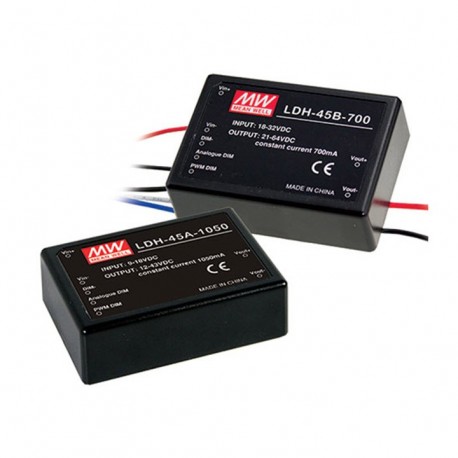 LDH-45A-350WDA MEANWELL DC-DC Step up LED driver Constant Current (CC), Input 9-18VDC, Output 0.35A / 12-86V..