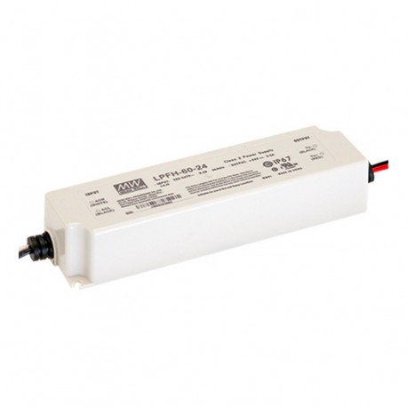 LPFH-60-24 MEANWELL Driver LED AC-DC à Tension Constante + Courant Constant, 60W, Sortie 24 VDC / 2,5 A