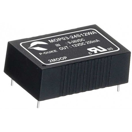 MOP03-05D12B-PT MEANWELL Convertisseur DC-DC pour montage sur circuit, Entrée: 4,5-9VDC. Sorties: -12 et +12..