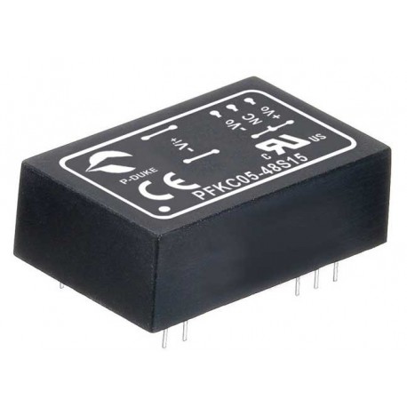 PFKC05-24S15H MEANWELL Conversor CC/CC para circuito impresso, In: 4,5-9VCC, Saída: 5VCC, 400mA.Potência: 2W..
