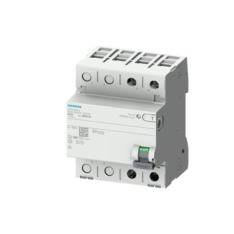 5SV3626-4 SIEMENS interruptor diferencial, 2 polos, Tipo B, con retardo breve, Entrada: 63 A, 300 mA, Un AC:..