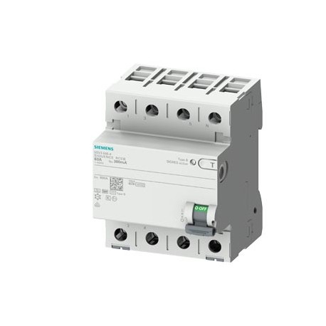 5SV3747-5 SIEMENS interruptor diferencial, 4 polos, Tipo B, selectivo, Entrada: 80 A, 500 mA, Un AC: 400 V