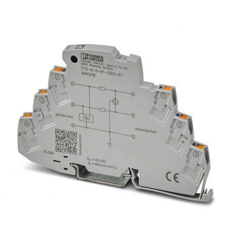 TTC-6-3-HF-12DC-PT 1065316 PHOENIX CONTACT Surge protection for three signal wires with common reference pot..