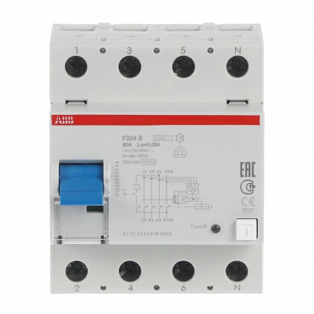 FI F204B-80/0,03 2CSF204501R1800 ABB Magnetotermico differenziale 4P 80A B 30mA